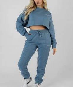 Kaiia BE YOUR OWN MUSE WAVE PRINT JOGGERS BLUE