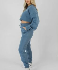 Kaiia BE YOUR OWN MUSE WAVE PRINT CROPPED SWEATSHIRT BLUE CLOTHING