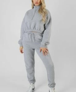 Kaiia OVERSIZED RIB 90'S JOGGERS GREY MARL CLOTHING