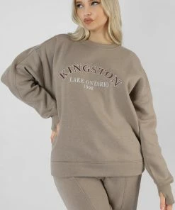 Kaiia CLOTHING KINGSTON SLOGAN SWEATSHIRT ASH