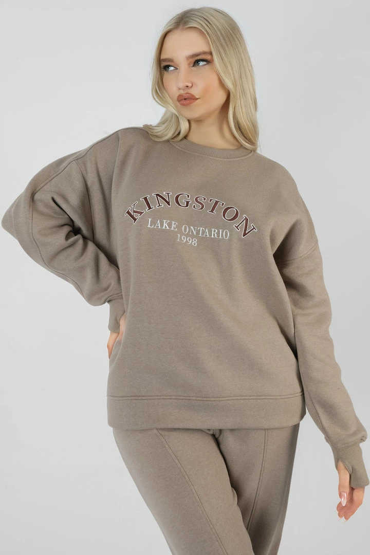 Kaiia CLOTHING KINGSTON SLOGAN SWEATSHIRT ASH 3 Kaiia CLOTHING KINGSTON SLOGAN SWEATSHIRT ASH