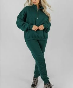Kaiia CLOTHING SEAM FRONT 90S JOGGERS FOREST GREEN