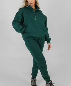 Kaiia CLOTHING SEAM FRONT 90S JOGGERS FOREST GREEN