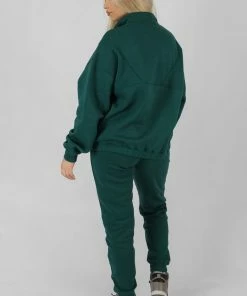 Kaiia OVERSIZED HALF ZIP SWEATSHIRT FOREST GREEN CLOTHING