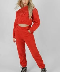 Kaiia CLOTHING VARSITY TONAL SWEATSHIRT FLAME RED