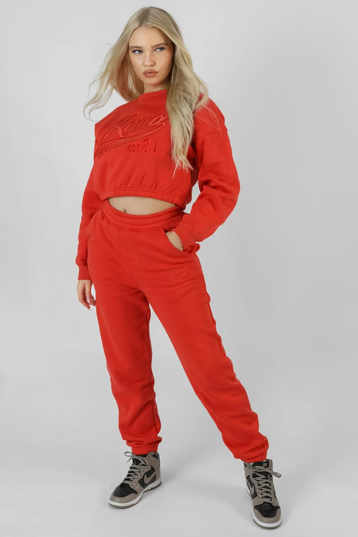 Kaiia CLOTHING VARSITY TONAL SWEATSHIRT FLAME RED 3 Kaiia CLOTHING VARSITY TONAL SWEATSHIRT FLAME RED