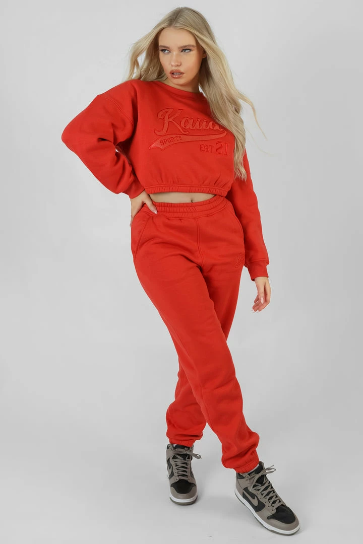 Kaiia CLOTHING VARSITY TONAL SWEATSHIRT FLAME RED 4 Kaiia CLOTHING VARSITY TONAL SWEATSHIRT FLAME RED