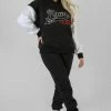 Kaiia VARSITY CONTRAST SLEEVE HOODIE BLACK 2 Kaiia VARSITY CONTRAST SLEEVE HOODIE BLACK