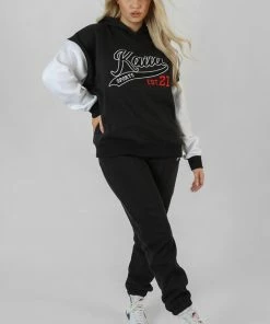 Kaiia VARSITY SEAM FRONT 90'S JOGGERS BLACK CLOTHING