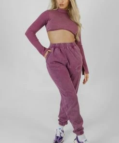 Kaiia ATHLEISURE HIGH NECK UNDERBUST TOP PURPLE CLOTHING