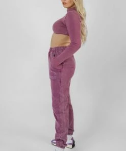 Kaiia ATHLEISURE HIGH NECK UNDERBUST TOP PURPLE CLOTHING