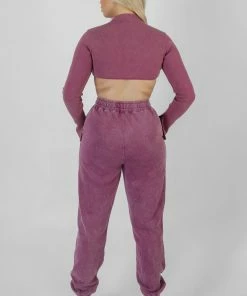 Kaiia ATHLEISURE HIGH NECK UNDERBUST TOP PURPLE CLOTHING