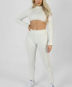 Kaiia ATHLEISURE HIGH NECK UNDERBUST TOP WHITE CLOTHING