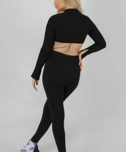 Kaiia ATHLEISURE HIGH NECK UNDERBUST TOP BLACK