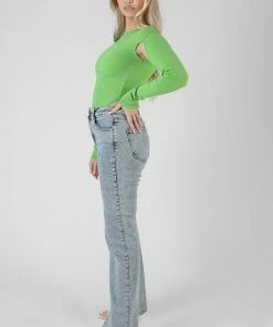 Kaiia CLOTHING CONTRAST STITCH BODYSUIT GREEN