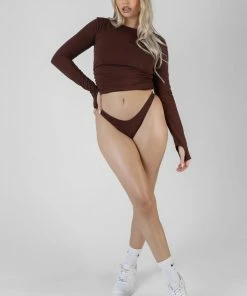 Kaiia CLOTHING V FRONT KNICKER CHOCOLATE