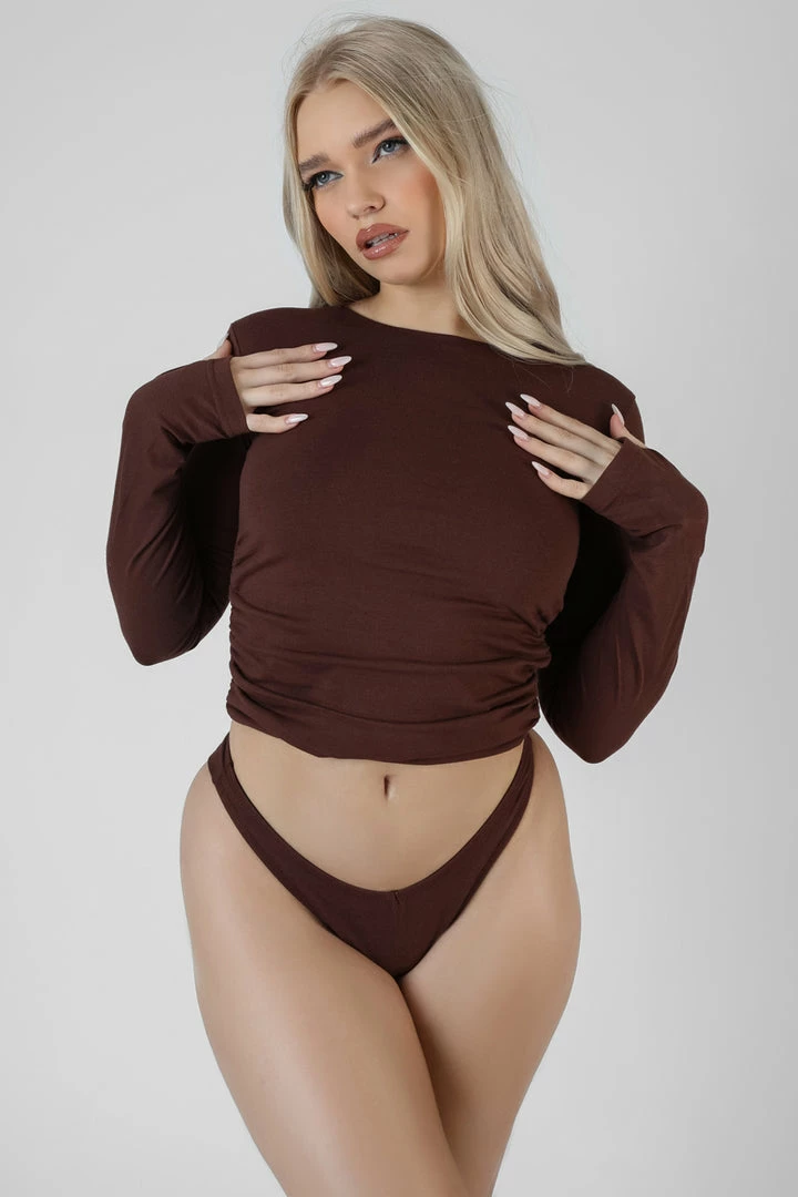 Kaiia CLOTHING V FRONT KNICKER CHOCOLATE 6 Kaiia CLOTHING V FRONT KNICKER CHOCOLATE