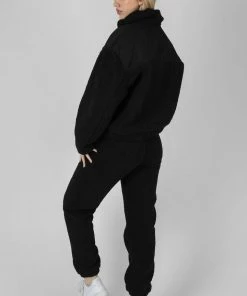Kaiia HALF ZIP CONTRAST BORG PULL OVER BLACK CLOTHING