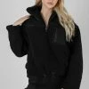 Kaiia HALF ZIP CONTRAST BORG PULL OVER BLACK CLOTHING