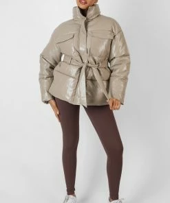 Kaiia VINYL BELTED PUFFER STONE CLOTHING
