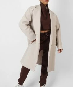 Kaiia CLOTHING LONGLINE OVERSIZED WOOL COAT STONE