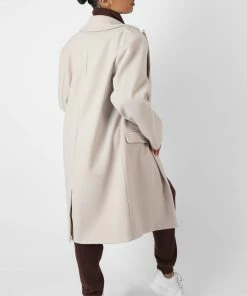 Kaiia CLOTHING LONGLINE OVERSIZED WOOL COAT STONE