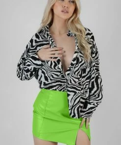 Kaiia CLOTHING PSYCHEDELIC PRINTED OVERSIZED SHIRT MONOCHROME