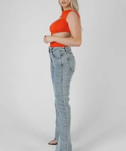 Kaiia ASYMMETRIC CUT AWAY BODYSUIT ORANGE CLOTHING