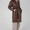 Kaiia CLOTHING PADDED PU TRENCH CHOCOLATE