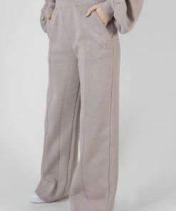 Kaiia TONAL EMBROIDERY WIDE LEG JOGGERS ASH CLOTHING