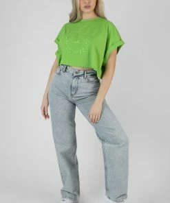 Kaiia BOXY OVERSIZED CROPPED T-SHIRT GREEN CLOTHING
