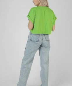 Kaiia BOXY OVERSIZED CROPPED T-SHIRT GREEN CLOTHING