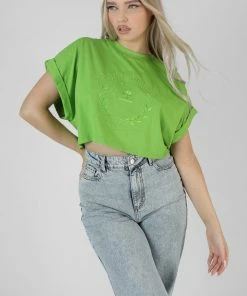 Kaiia BOXY OVERSIZED CROPPED T-SHIRT GREEN CLOTHING