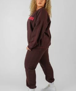 Kaiia CURVE SAN DIEGO CONTRAST STITCH SWEATSHIRT AUBERGINE CLOTHING 10 Kaiia CURVE SAN DIEGO CONTRAST STITCH SWEATSHIRT AUBERGINE CLOTHING