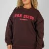 Kaiia CURVE SAN DIEGO CONTRAST STITCH SWEATSHIRT AUBERGINE CLOTHING