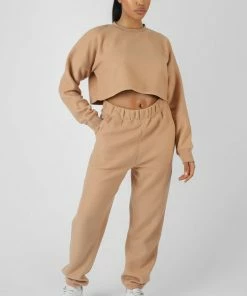 KAIIA FLUFFY CROPPED SWEATSHIRT CAMEL