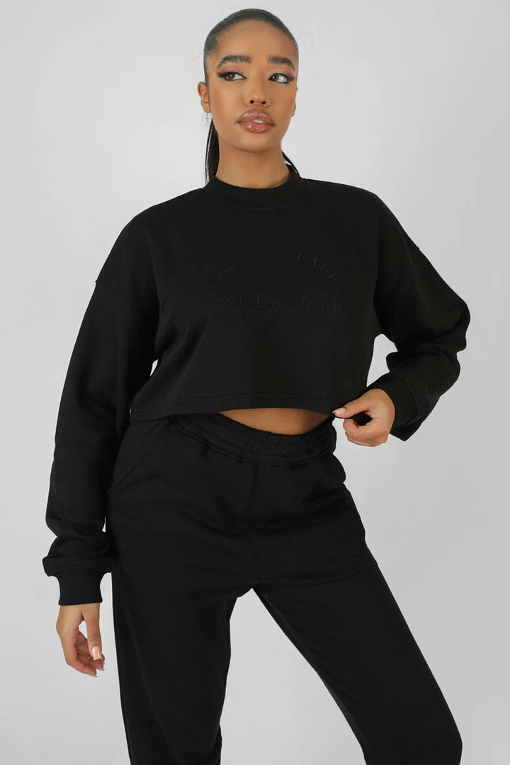 Kaiia SELF LOVE CLUB CROPPED SWEATSHIRT BLACK 3 Kaiia SELF LOVE CLUB CROPPED SWEATSHIRT BLACK