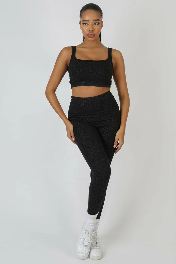 Kaiia CLOTHING REPEAT PRINT BRALET BLACK 6 Kaiia CLOTHING REPEAT PRINT BRALET BLACK