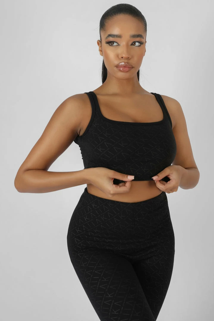 Kaiia CLOTHING REPEAT PRINT BRALET BLACK 4 Kaiia CLOTHING REPEAT PRINT BRALET BLACK