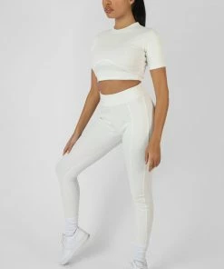 Kaiia ATHLEISURE UNDERBUST RIBBED FITTED CROPPED T-SHIRT WHITE