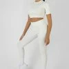 Kaiia ATHLEISURE SEAM FRONT RIBBED LEGGINGS WHITE CLOTHING
