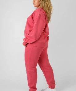 Kaiia CURVE TONAL EMBROIDERY SWEATSHIRT CORAL CLOTHING