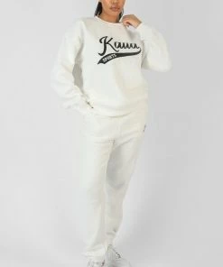 Kaiia CLOTHING VARSITY EMBROIDERY 90'S JOGGERS ECRU