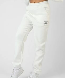 Kaiia CLOTHING VARSITY EMBROIDERY 90'S JOGGERS ECRU