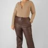 Kaiia CURVE ZIP FRONT RIBBED BODYSUIT LIGHT BROWN CLOTHING