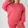 Kaiia CURVE TONAL EMBROIDERY SWEATSHIRT CORAL CLOTHING