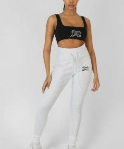 Kaiia VARSITY EMBROIDERY TIE WAIST LEGGING OATMEAL MARL 9 Kaiia VARSITY EMBROIDERY TIE WAIST LEGGING OATMEAL MARL