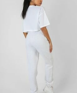 Kaiia VARSITY SUPER CROPPED T-SHIRT WHITE CLOTHING