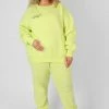 Kaiia CURVE TEXT DETAIL OVERSIZED SWEAT LIME CLOTHING