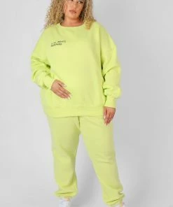 Kaiia CURVE TEXT DETAIL OVERSIZED SWEAT LIME CLOTHING
